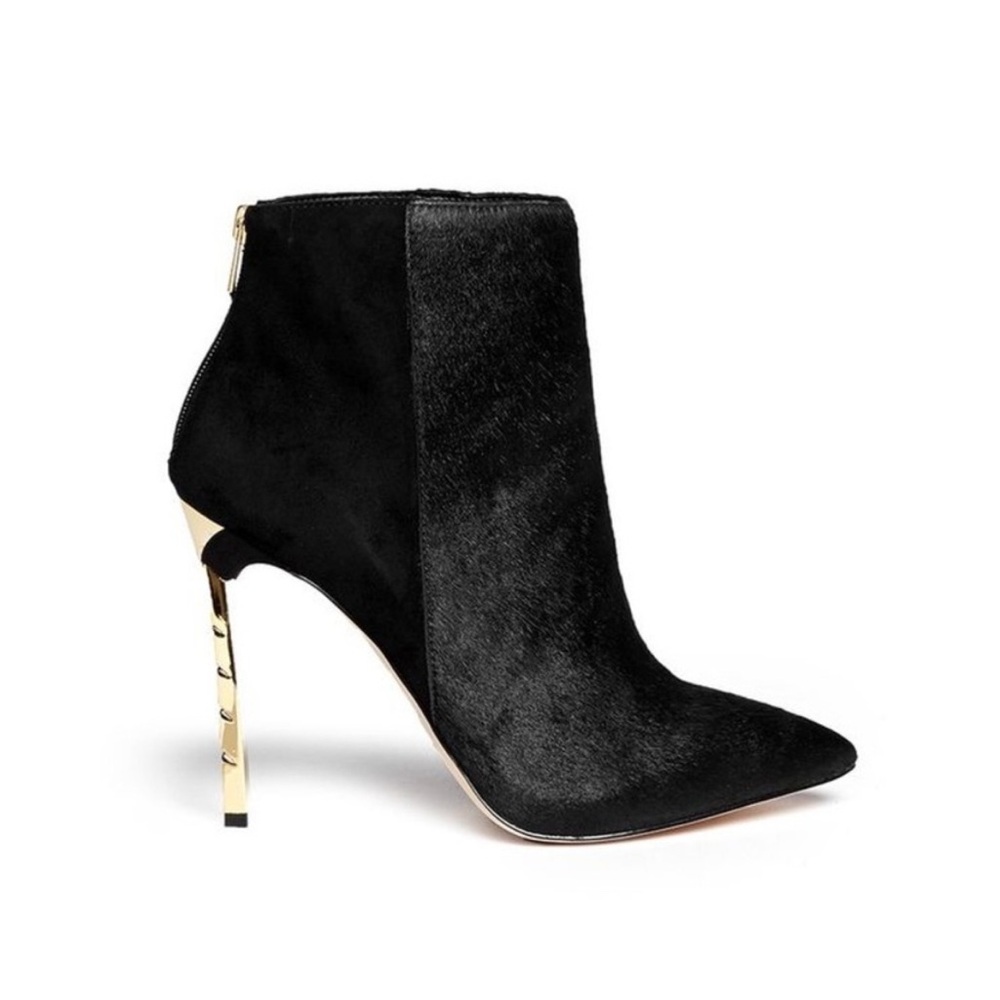Sam Edelman Black Heeled Boots with Gold Accent